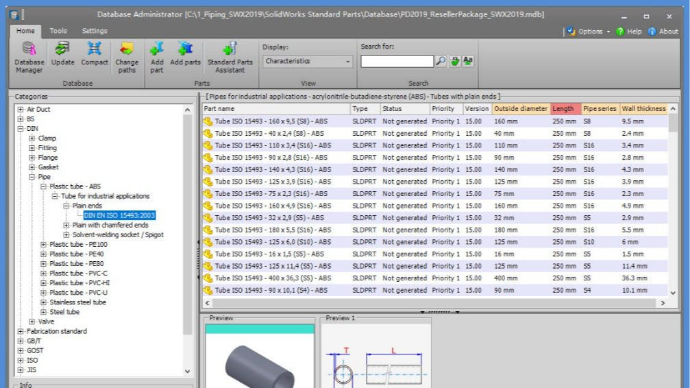 Smap3D第七期Smap3D Plant Design包含的用于SolidWorks管道设计的标准件