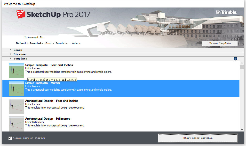 草图大师Sketchup Pro 2017 v17.2.2 64位英文版安装教程
