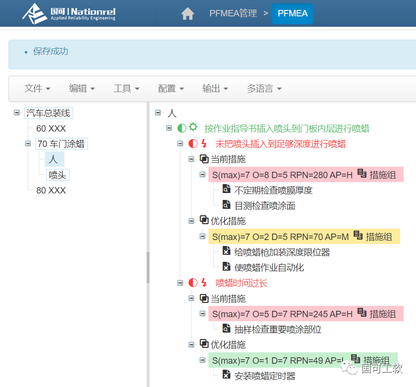FMEA四版转新版示例:AIAG FMEA中车门涂蜡PFMEA在RFMEA软件中用新版格式实现