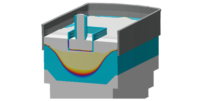 Solidified shell and sump profile during DC casting of aluminium
