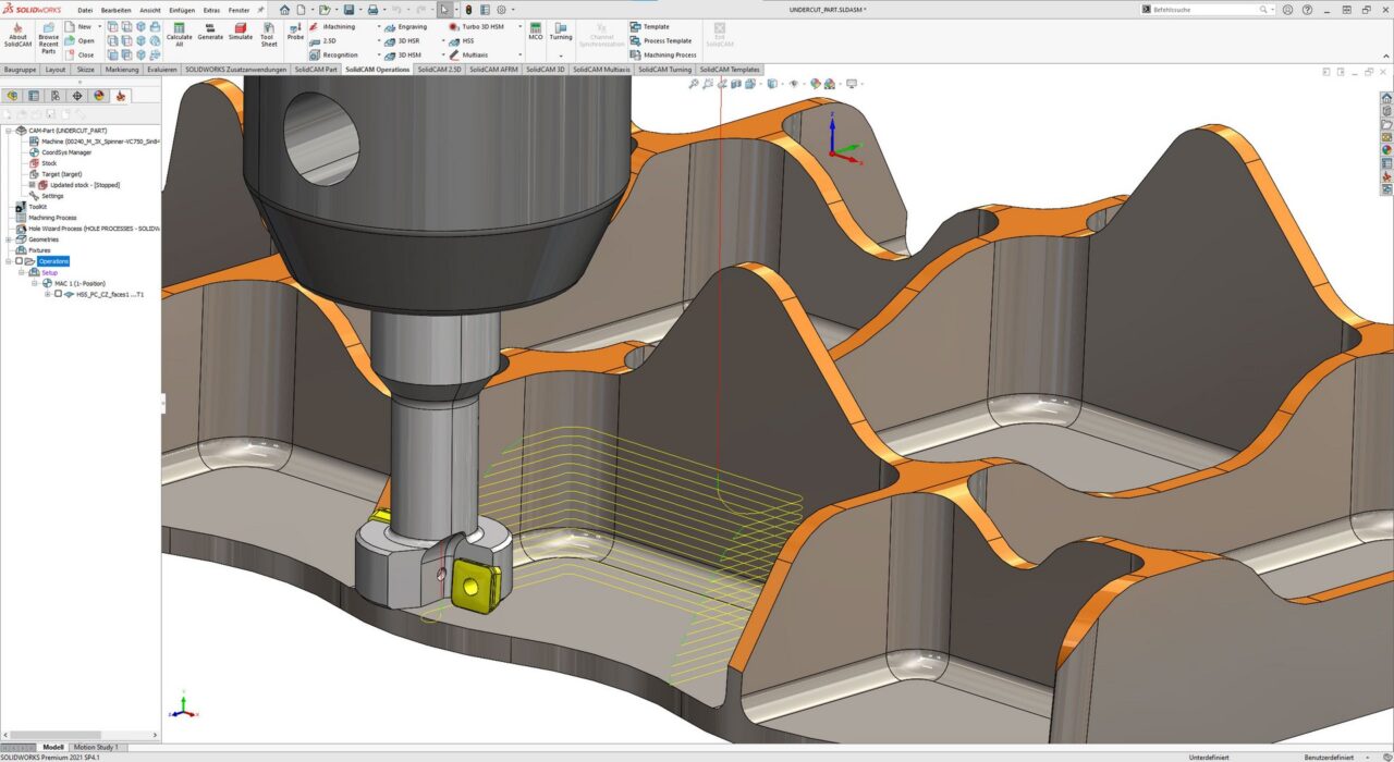 SolidCAM HSS倒扣刀路加工