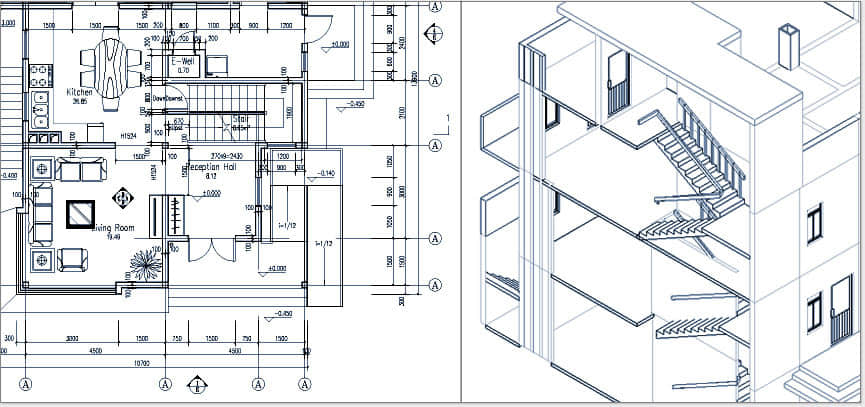 浩辰CAD建筑 绘制建筑平面图，查看3D模型