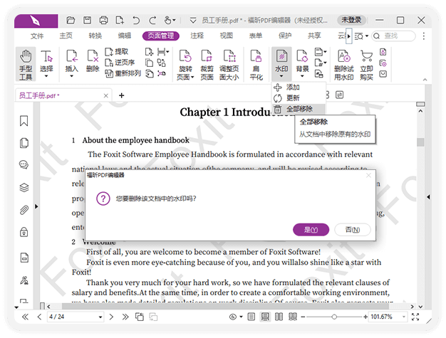 福昕PDF编辑器 PDF水印处理2