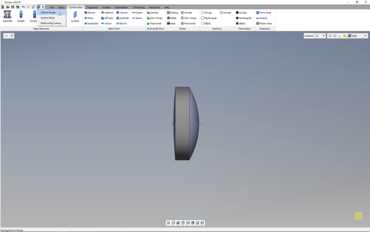 QUADOA OPTICAL CAD 操作界面 01