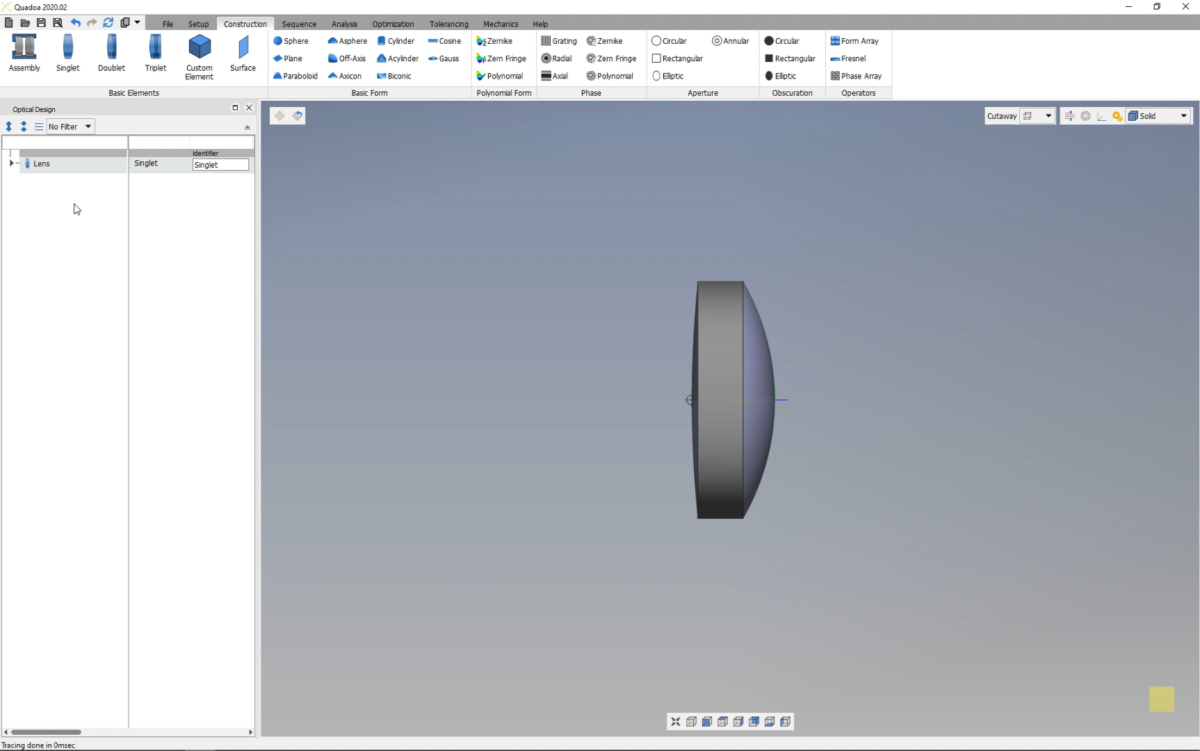 QUADOA OPTICAL CAD 操作界面 06