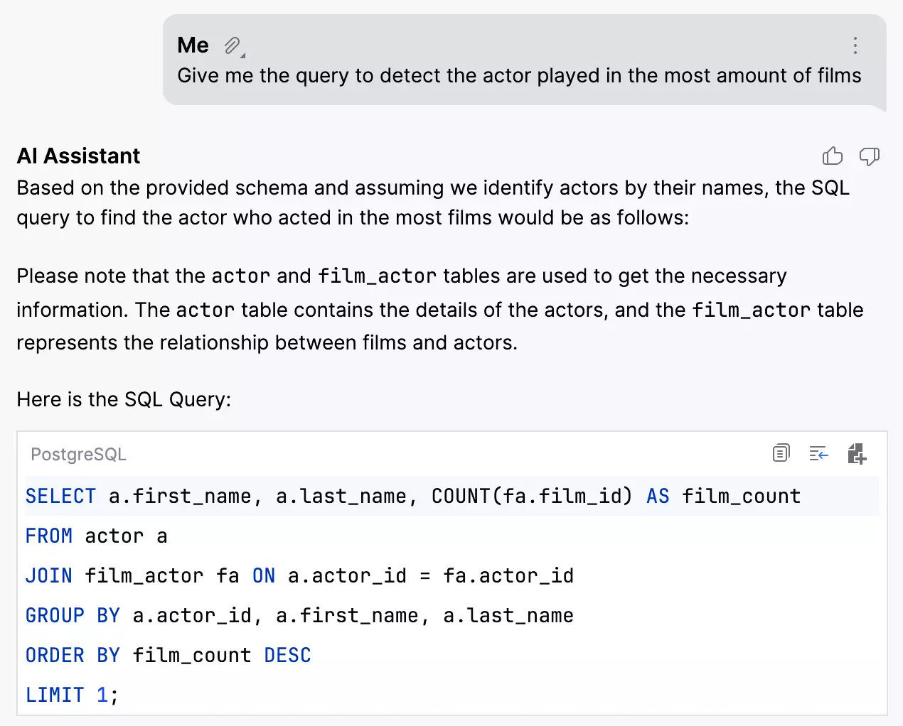 DataGrip AI Assistant：附加架构的选项4