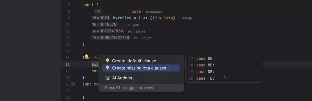 JetBrains GoLand 代码补全