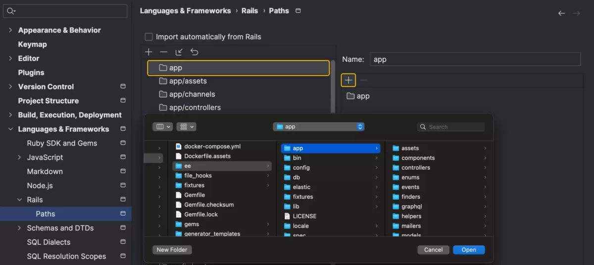 JetBrains RubyMine Rails 应用程序和引擎的自定义路径