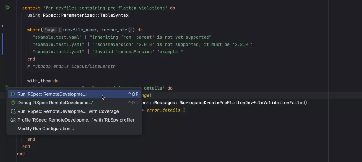 JetBrains RubyMine 使用 rspec-parameterized 的形参化规格