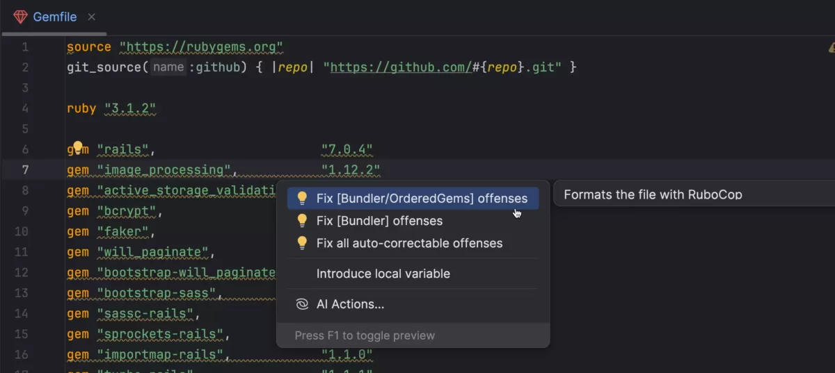 JetBrains RubyMine 服务器模式下的 RuboCop
