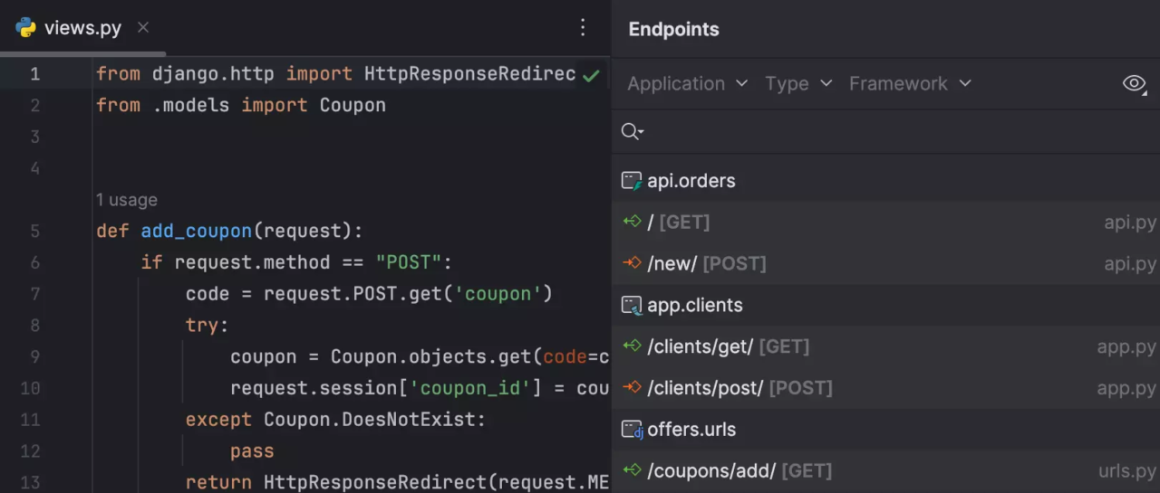 Jetbrains PyCharm Endpoints（端点）工具窗口改进1