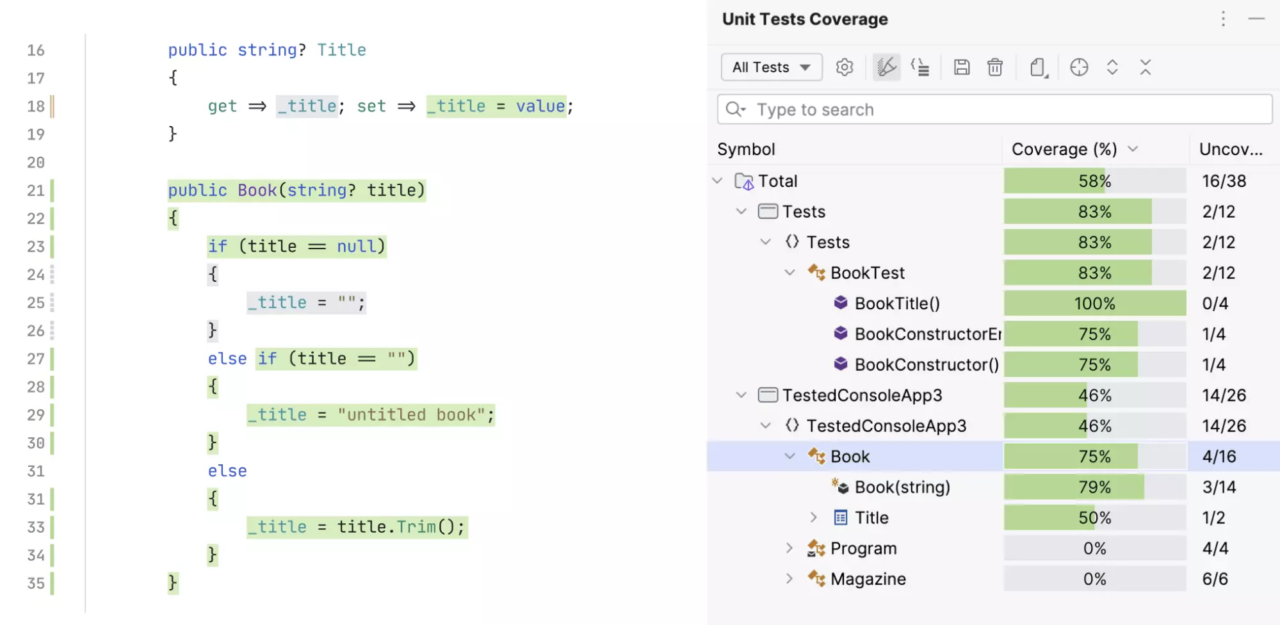 Jetbrains dotCover 改进的覆盖高亮显示 2024.1