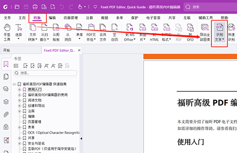 福昕高级PDF编辑器 任意区域文字识别