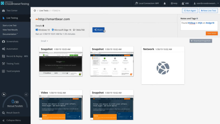 SmartBear CrossBrowserTesting软件界面3