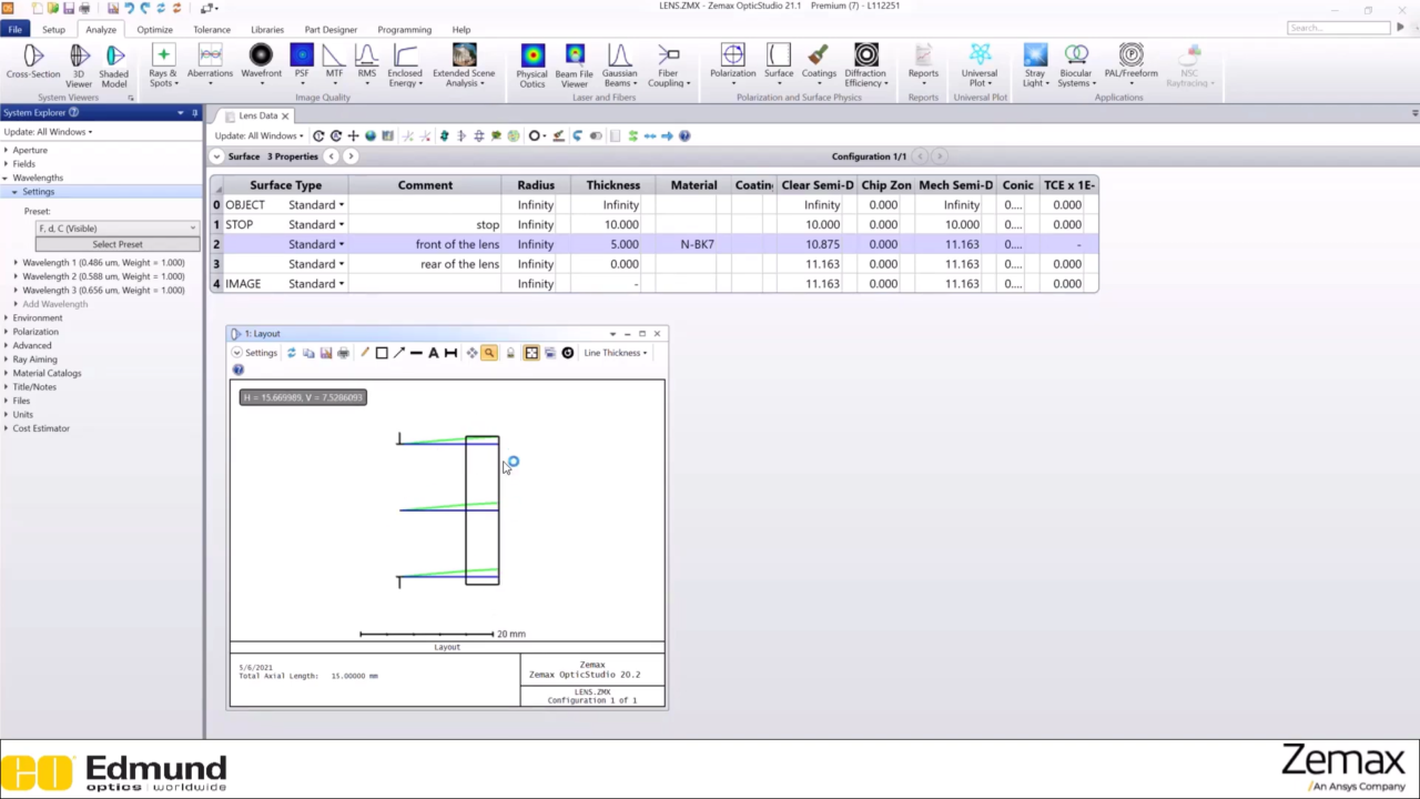 Ansys Zemax OpticStudio软件界面3