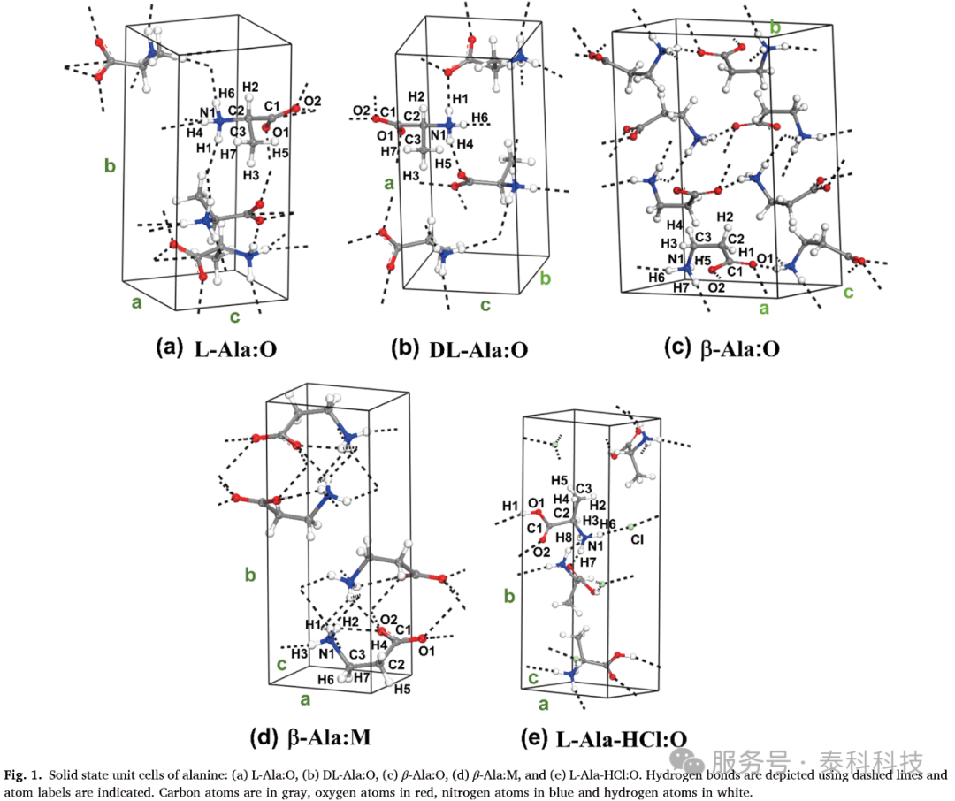 【Materials Studio应用实例】l-丙氨酸、dl-丙氨酸、β-丙氨酸和丙氨酸氯化氢分子晶体的研究:结构和DFT分析