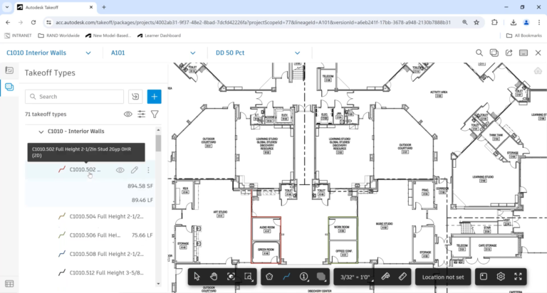 Autodesk Takeoff 软件界面