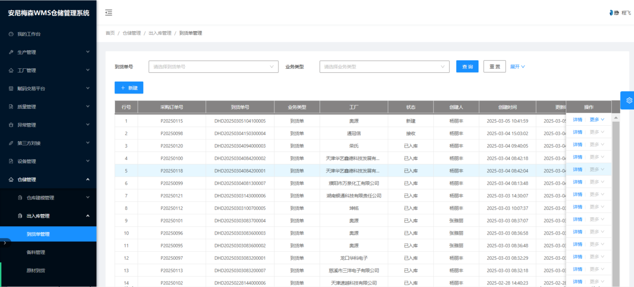 安尼梅森WMS软件界面