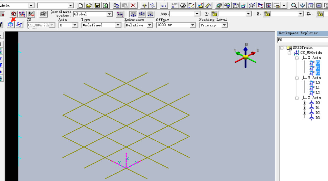 【每周微课】Intergraph Smart 3D水平面上的轴网线(Grid Line)显示
