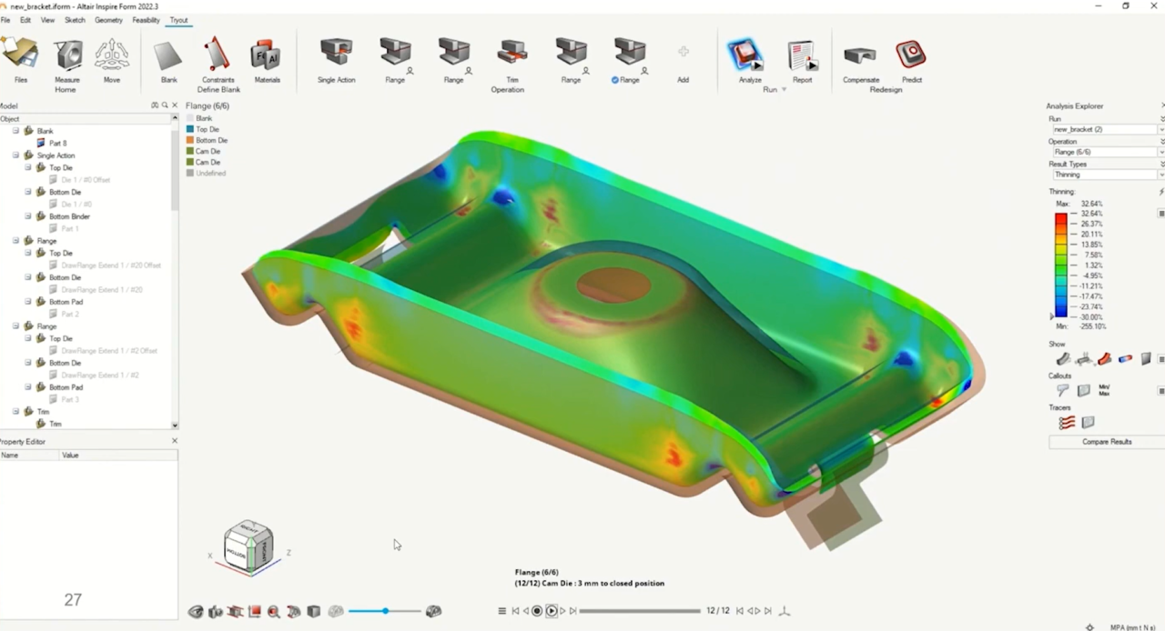 Altair Inspire Form冲压成型仿真软件：钣金可行性分析与虚拟试模工具