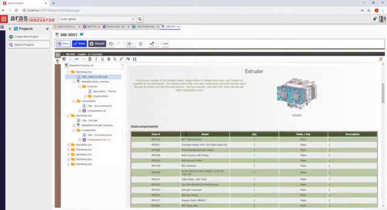 Aras Innovator PLM软件界面