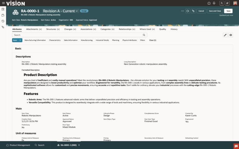 Oracle PLM软件界面