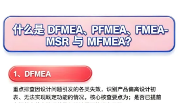 搞不懂DFMEA、PFMEA、FMEA-MSR与MFMEA？