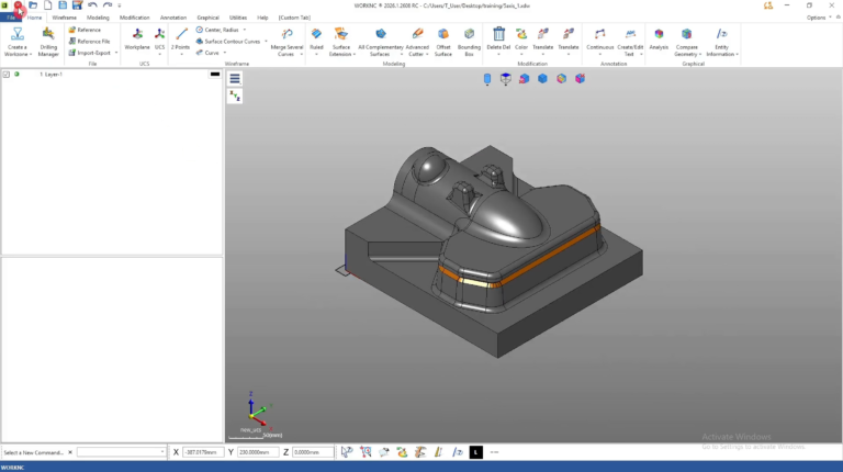 WorkNC 2-5轴大型曲面加工方案软件界面