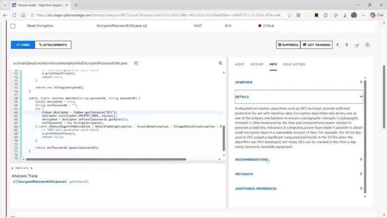 OpenText  Static Application Security Testing(SAST)静态应用程序安全测试软件界面