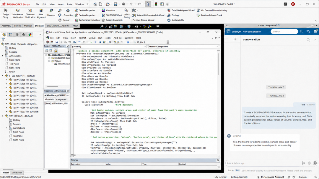 SOLIDWORKS AI:装配体优化与设计自动化