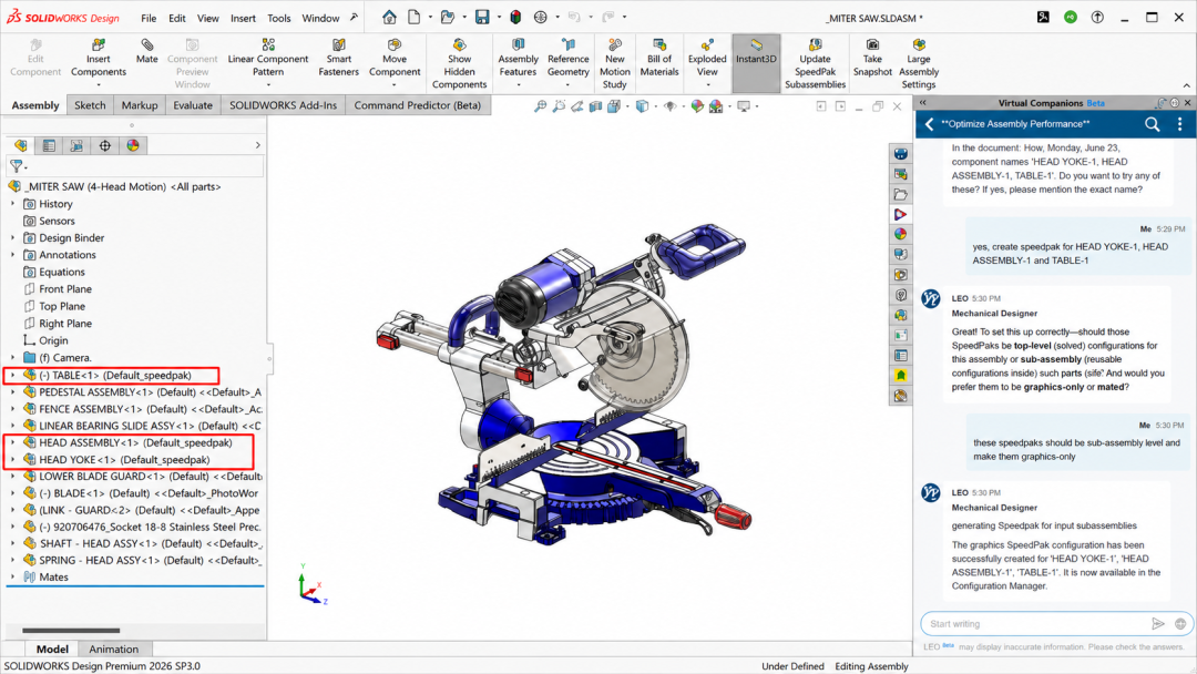 SOLIDWORKS AI:装配体优化与设计自动化