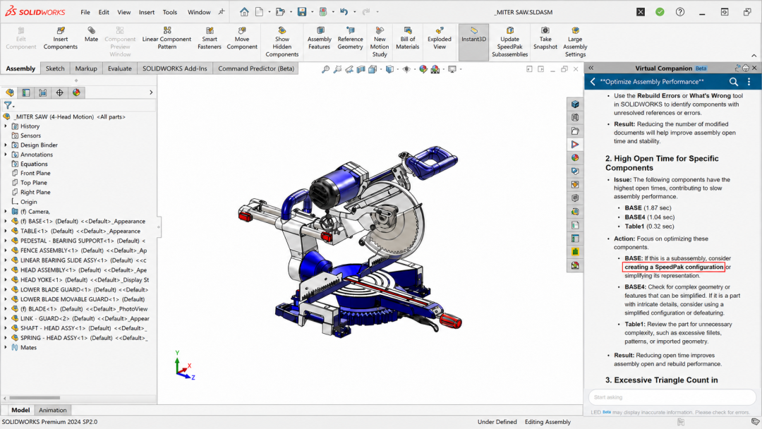 SOLIDWORKS AI:装配体优化与设计自动化