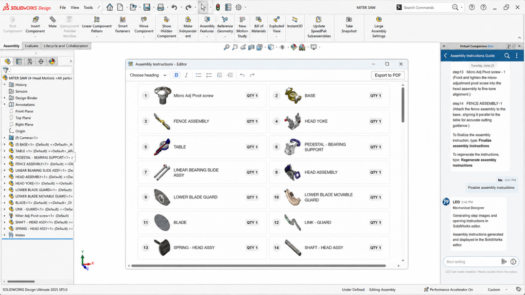 SOLIDWORKS AI:装配体优化与设计自动化